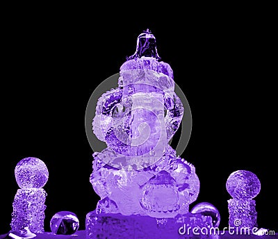 Guan Yu ice sculpture purple Editorial Stock Photo
